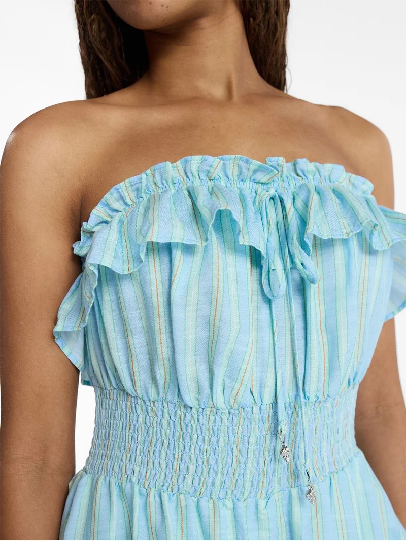 No Boundaries Strapless Ruffle Romper, Women's XXS-XXL | Walmart (US)