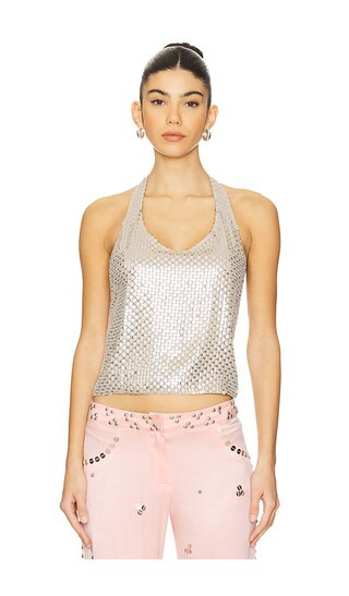 SIEDRES Lorenza Top in Metallic Silver. - size 40 | Revolve Clothing (Global)