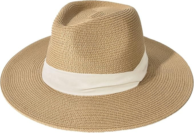 FURTALK Womens Mens Wide Brim Straw Panama Hat Fedora Summer Beach Sun Hat UPF Straw Hat for Wome... | Amazon (US)