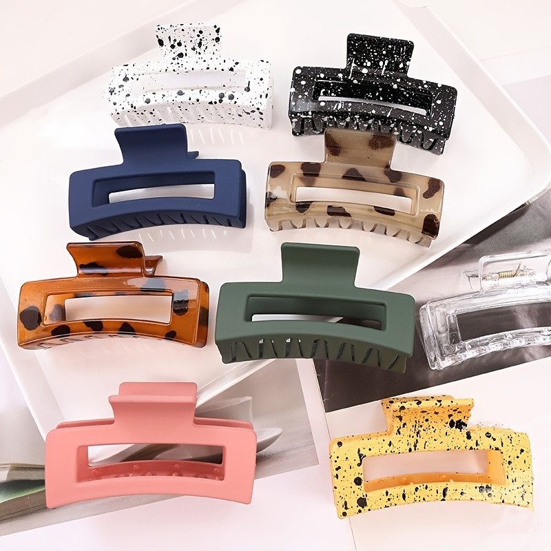 Multicolor Large Thick Acrylic Hair Clip Rectangle Hairclip Long Hair Resin Claw Clips Nonslip Jaw C | Temu Affiliate Program