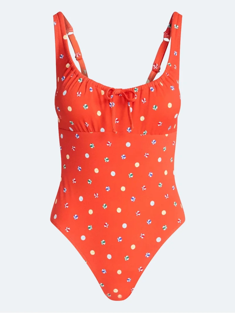 Free Assembly Women's and Women's Plus Cinched Neck One Piece Swimsuit, Sizes XS-3X | Walmart (US)