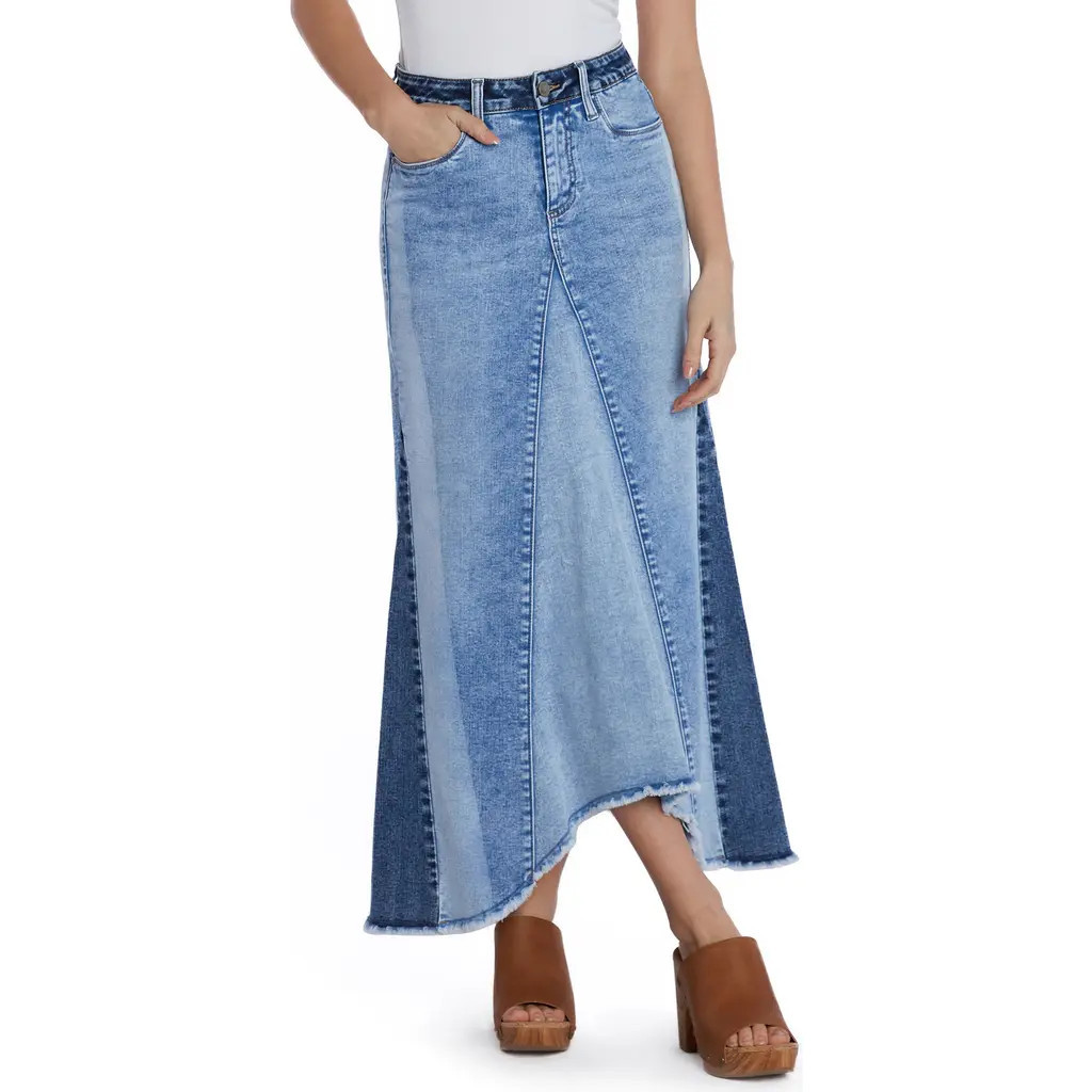 Wash Lab Denim Patchwork Denim Maxi Skirt in Patch Blues at Nordstrom, Size 30 | Nordstrom