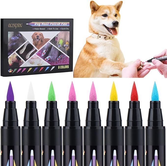 OLINGYOU Dog Nail Polish， Dog Nail Polish Pens Quick Dry-8 Colors, Pet Nail Polish Set for Dogs... | Amazon (US)