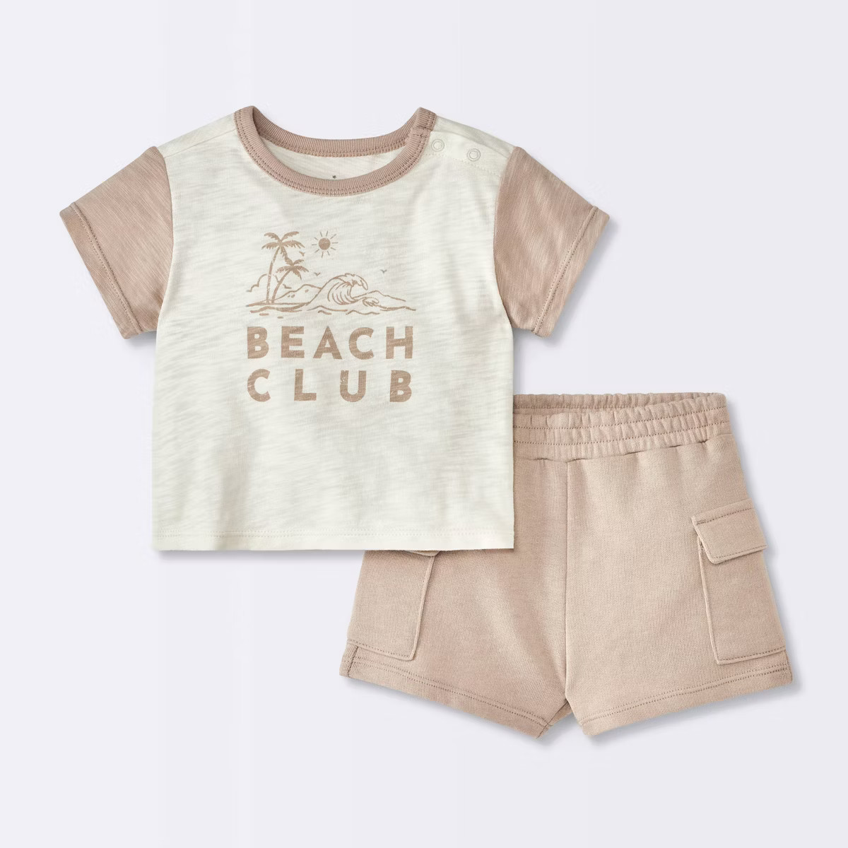 Baby Boys' Beach Club Cargo Top & Shorts Set - Cloud Island™ Cream | Target