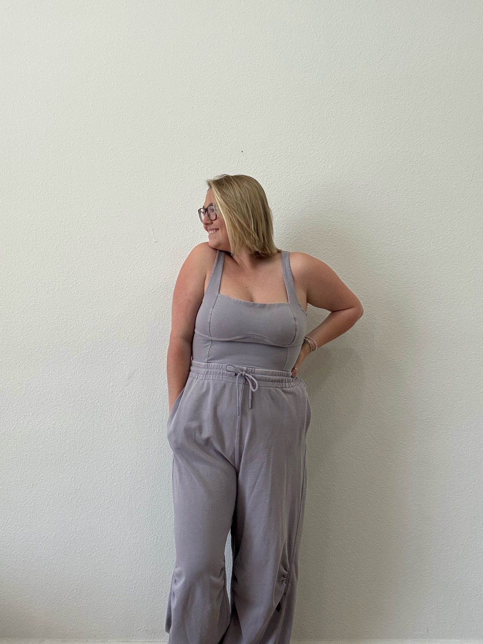 Free People inbound onesie, I’m in an XL! I have it in this and black and love them both!