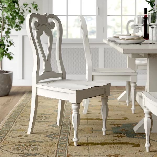 Tiphaine Queen Anne Back Side Chair in White (Set of 2) | Wayfair North America