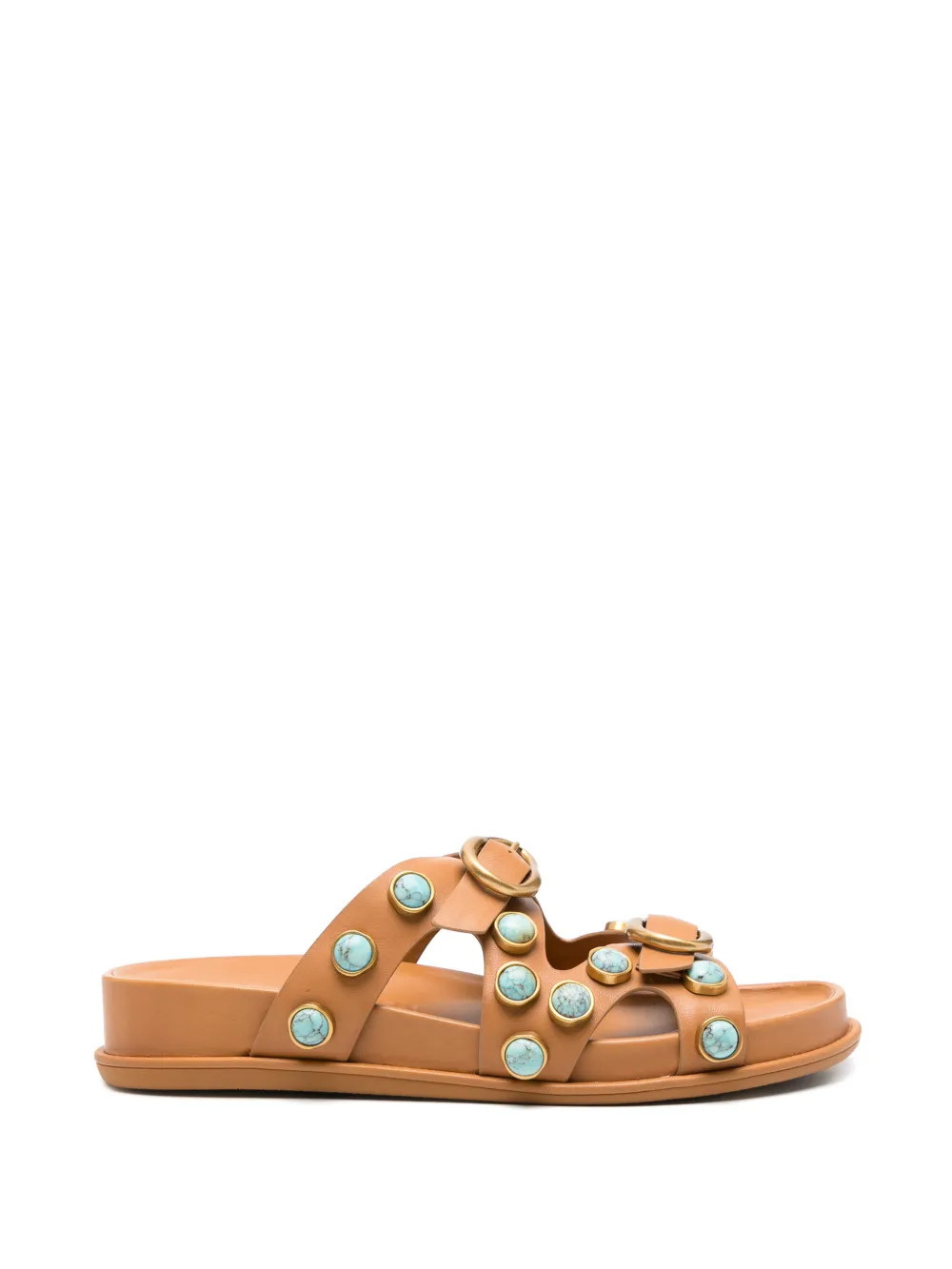 Cult Gaia Blair Buckle Embellished Sandals | Brown | FARFETCH | Farfetch Global
