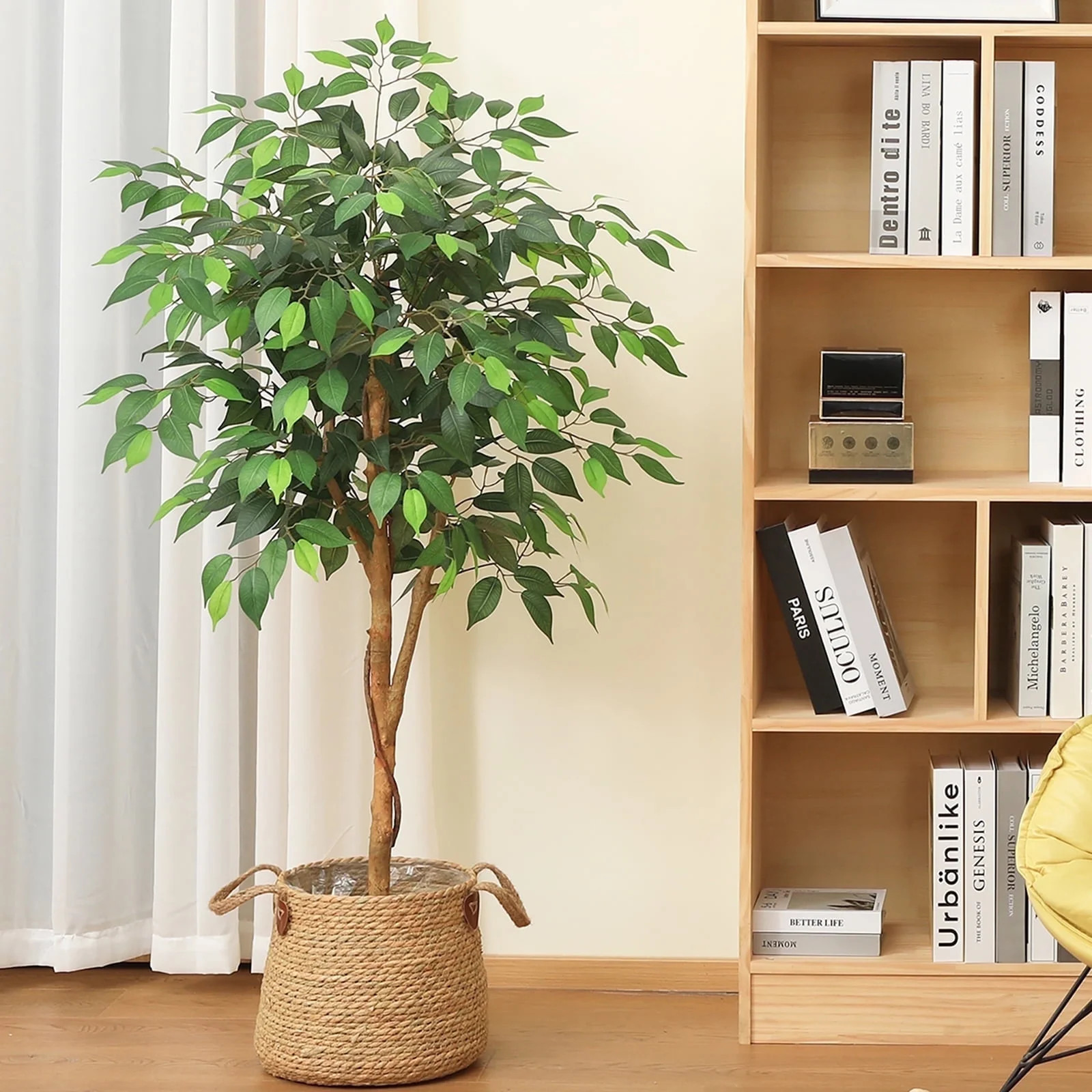 DR.Planzen 4 feet Artificial Ficus Tree, Lifelike Greenery with Natural Wood Trunk for Living Roo... | Walmart (US)