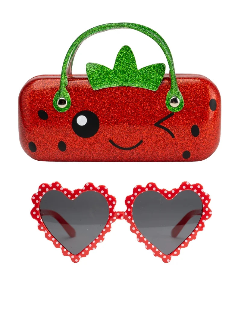 Wonder Nation Girls Strawberry Sunglasses with Case, Red | Walmart (US)