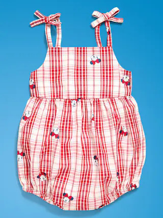 Old Navy x Disney Minnie Mouse Sleeveless Tie-Strap Plaid Romper for Baby | Old Navy (US)