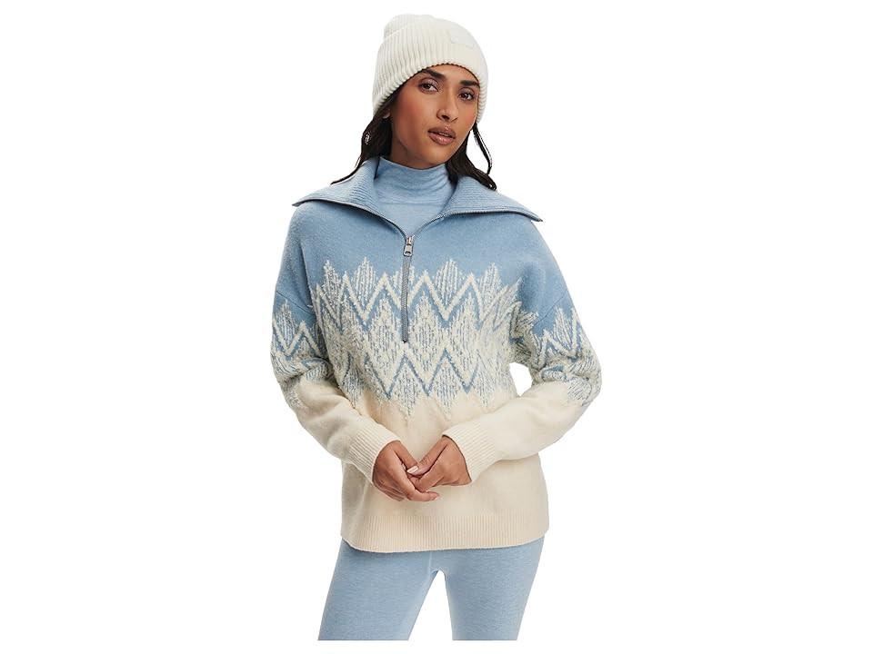 Varley Hedda Fairisle 1/2 Zip Women's Sweater Ashley Blue : XL, Acrylic/Elastane/Nylon | Zappos
