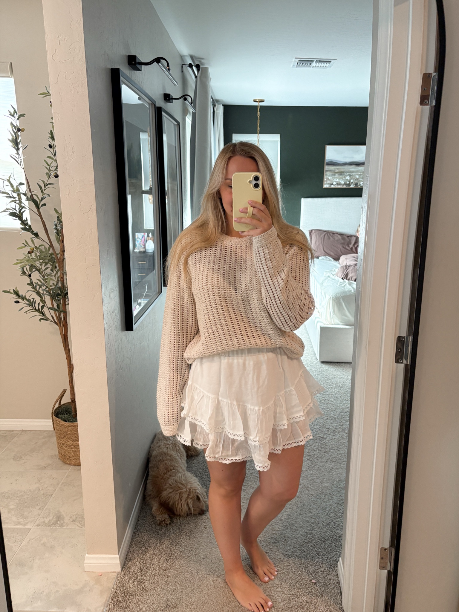 Summer night dinner outfit beach cover up skort love shack fancy 
Sweater: Wearing XL for an oversized fit
Skort: Wearing L, I’m normally a size 10

#LTKMidsize #LTKmomlife #LTKootd