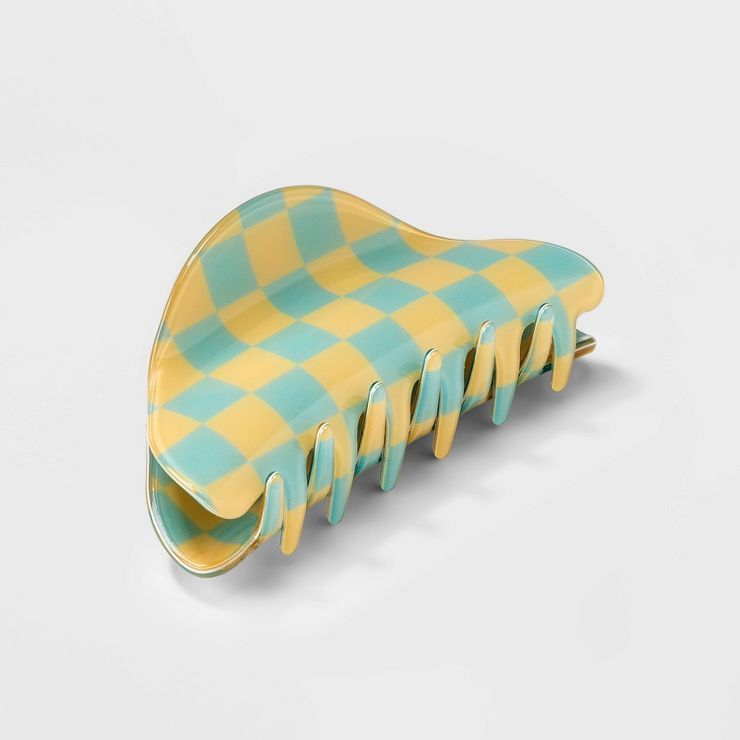 Checkered Print Claw Hair Clip - Wild Fable™ Blue/Yellow | Target