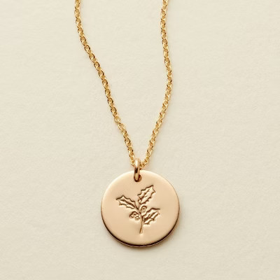 Made By Mary | December Birth Flower Necklace Gold 1/2" | Target