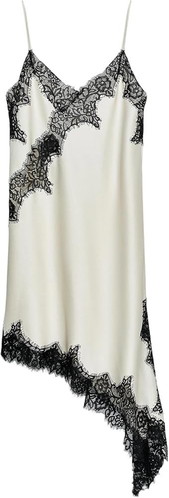 Women's Satin Lace Dress Asymmetric Cocktail Mini Dress Layering Essentials Elegant Dresses Date ... | Amazon (US)