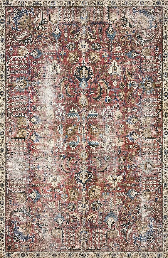 Chris Loves Julia x Loloi Jules JUL-01 Merlot / Multi Oriental Area Rug 5'-0" x 7'-6" | Amazon (US)