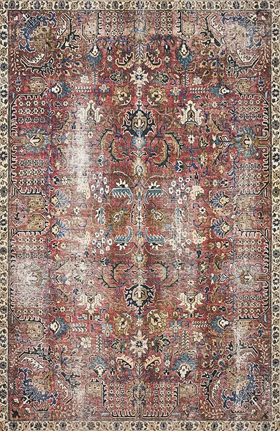 Chris Loves Julia x Loloi Jules JUL-01 Merlot / Multi Oriental Area Rug 2'-0" x 5'-0" | Amazon (US)