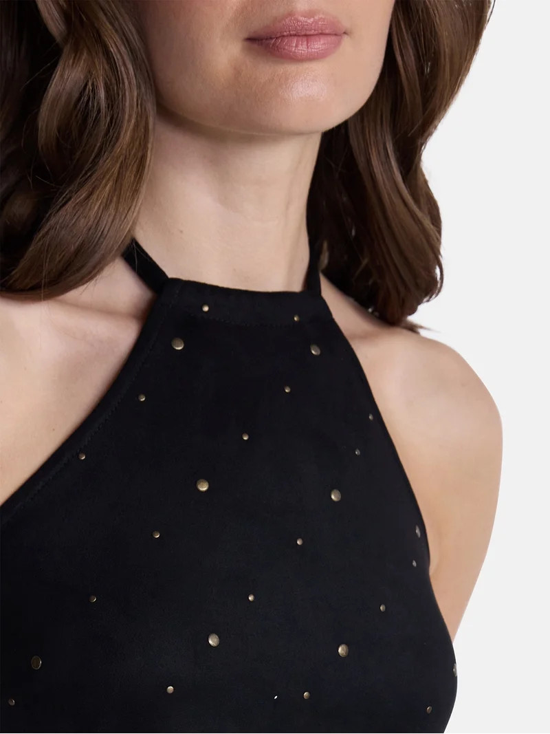 Madden NYC Women\u2019s Faux Suede Hanky Hem Halter Top, Sizes XXS-XXL | Walmart (US)
