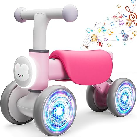 Toddler Toys Balance Bike for 1 Year Old Girl Gifts,4 Wheels Colorful Lighting with Music Baby Fi... | Amazon (US)