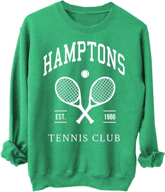 Adult Hamptons Men's Tennis Club Relaxed Sweatshirt, Vintage Tennis Lightweight Sweatshirt, Prepp... | Amazon (US)