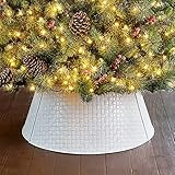 Glitzhome Metal Woven Christmas Tree Collar Decoration, 26" D, White | Amazon (US)
