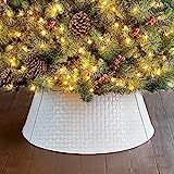 Glitzhome Metal Woven Christmas Tree Collar Decoration, 26" D, White | Amazon (US)