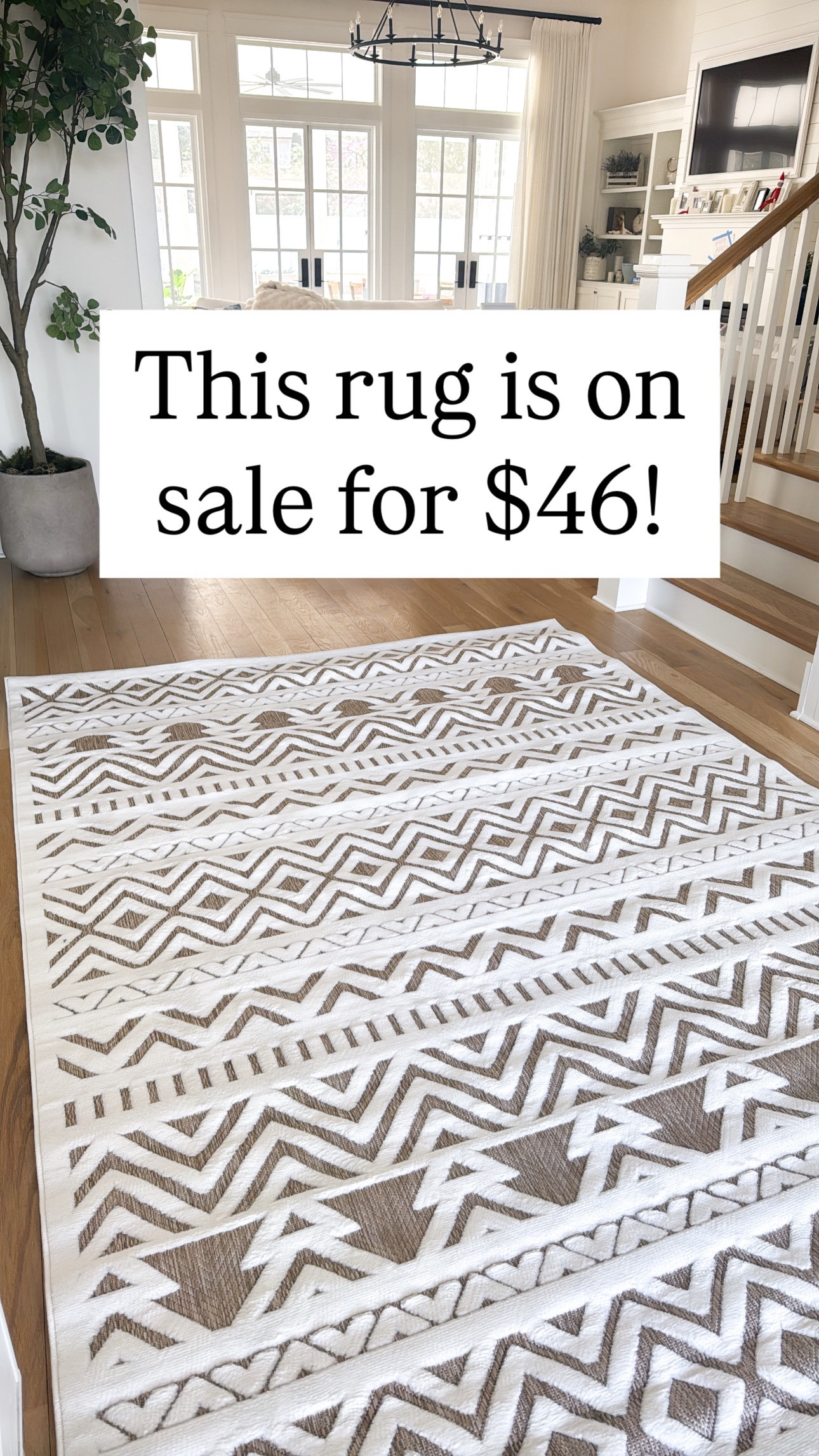 Oh my gosh, I just got this rug and I am blown away that is on sale for $46! It only comes in one size which is just shy of 7‘ x 9‘. But it’s such a great size for so many spaces and I’m in love with it! It’s an indoor outdoor rug, so it’s really easy to clean. I actually think I’m gonna put it under my kids table for something nicer than what we currently have.
 
Linking other items from Wayfair there are affordable that I love 

EDIT - this sold out in less than an hour. Also linking the exact same pattern, but white on white in the larger size. That’s also on sale for 84% off!

#LTKHome #LTKSaleAlert #LTKFindsUnder50