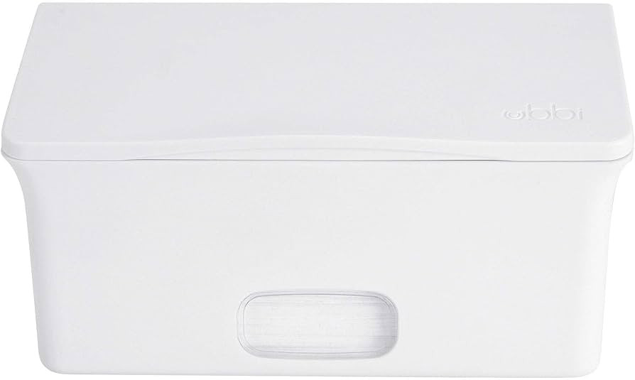 Ubbi Baby Wipes Dispenser | Baby Wipes Case | Baby Wipes Holder with Weighted Plate, Keeps Wipes Fresh and Non-Slip Rubber Feet, White | Amazon (US)
