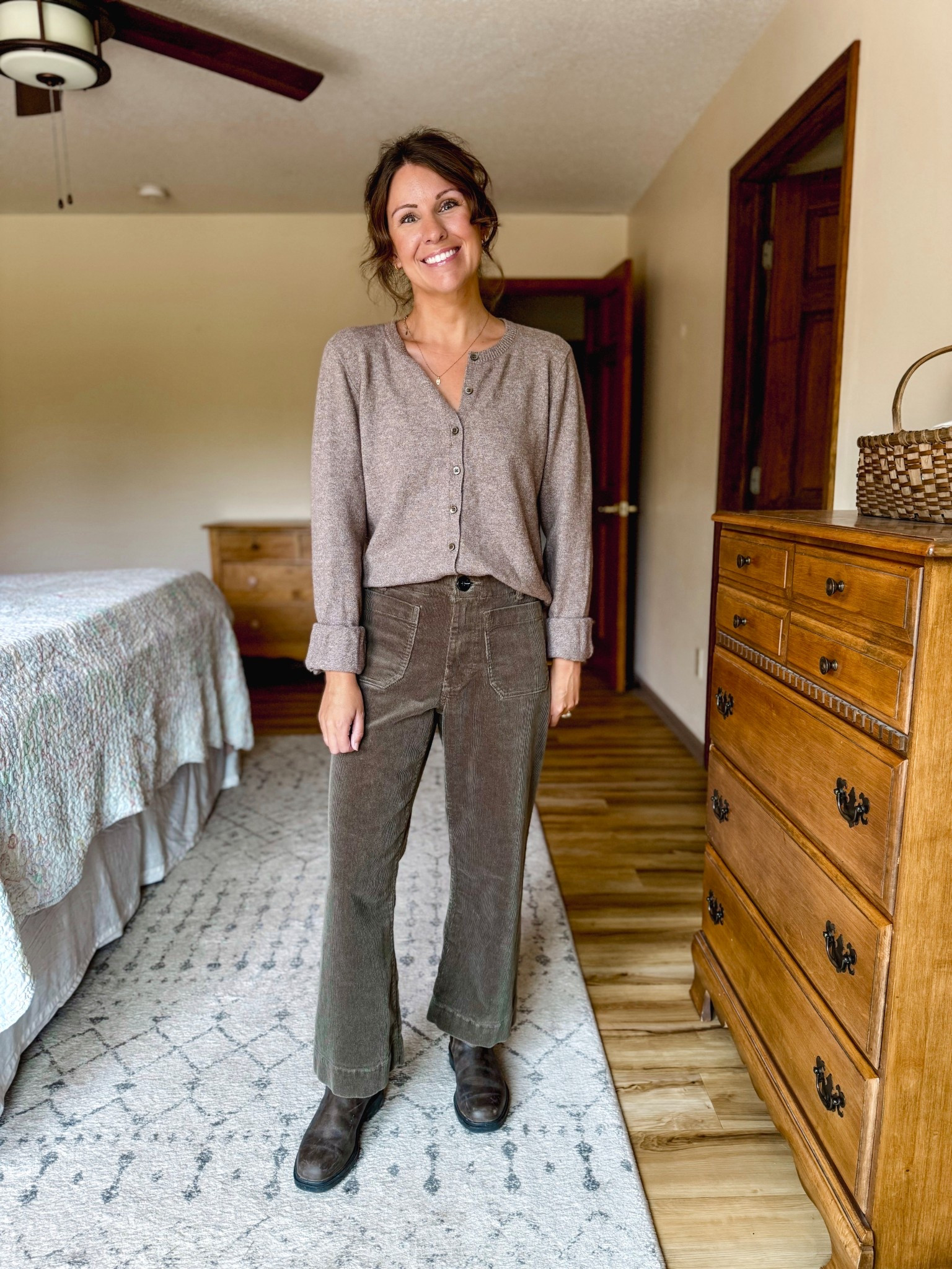 Wearing medium in my cardigan, 0 in my corduroy wide leg pants (also linked the flare and straight leg versions) and my blundstone boots fit true to size at a size 6.


#LTKSeasonal #LTKStyleTip #LTKShoeCrush