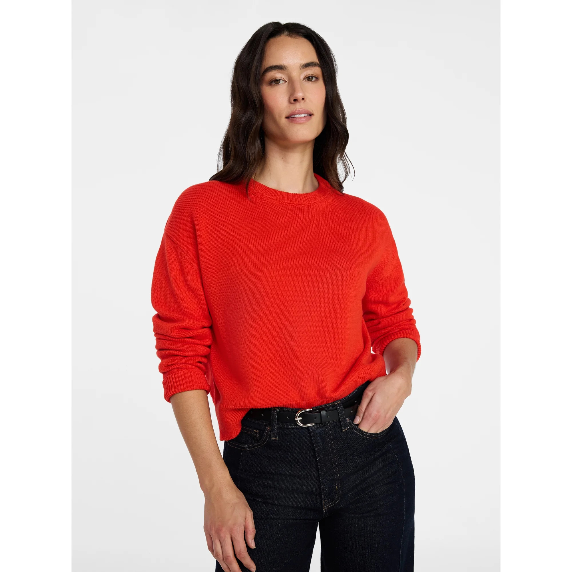 Time and Tru Women's Pullover Crewneck Sweater with Long Sleeves, Sizes XS-XXXL | Walmart (US)
