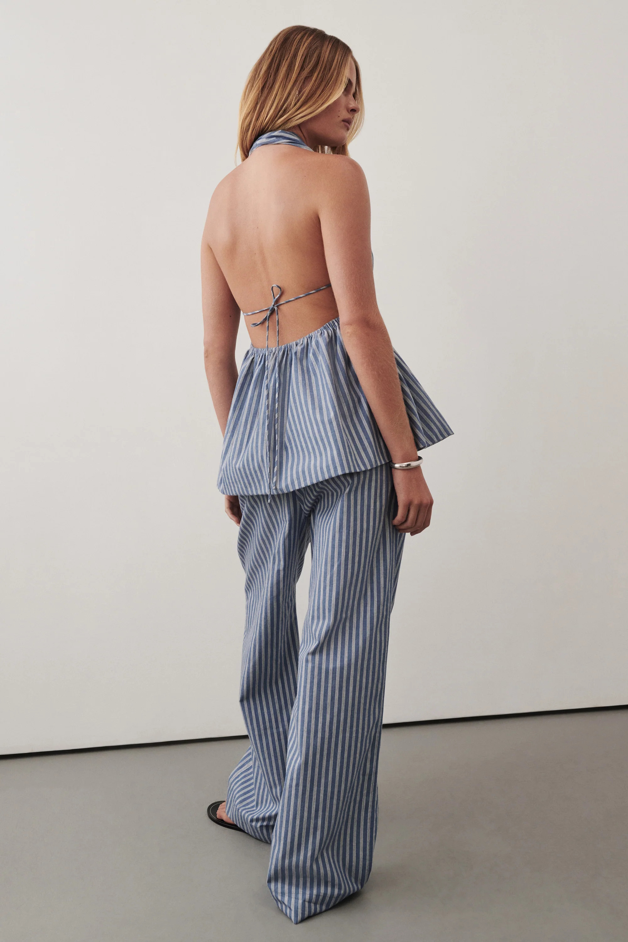 GRACIE BLUE STRIPE DRAWSTRING PANT | DISSH