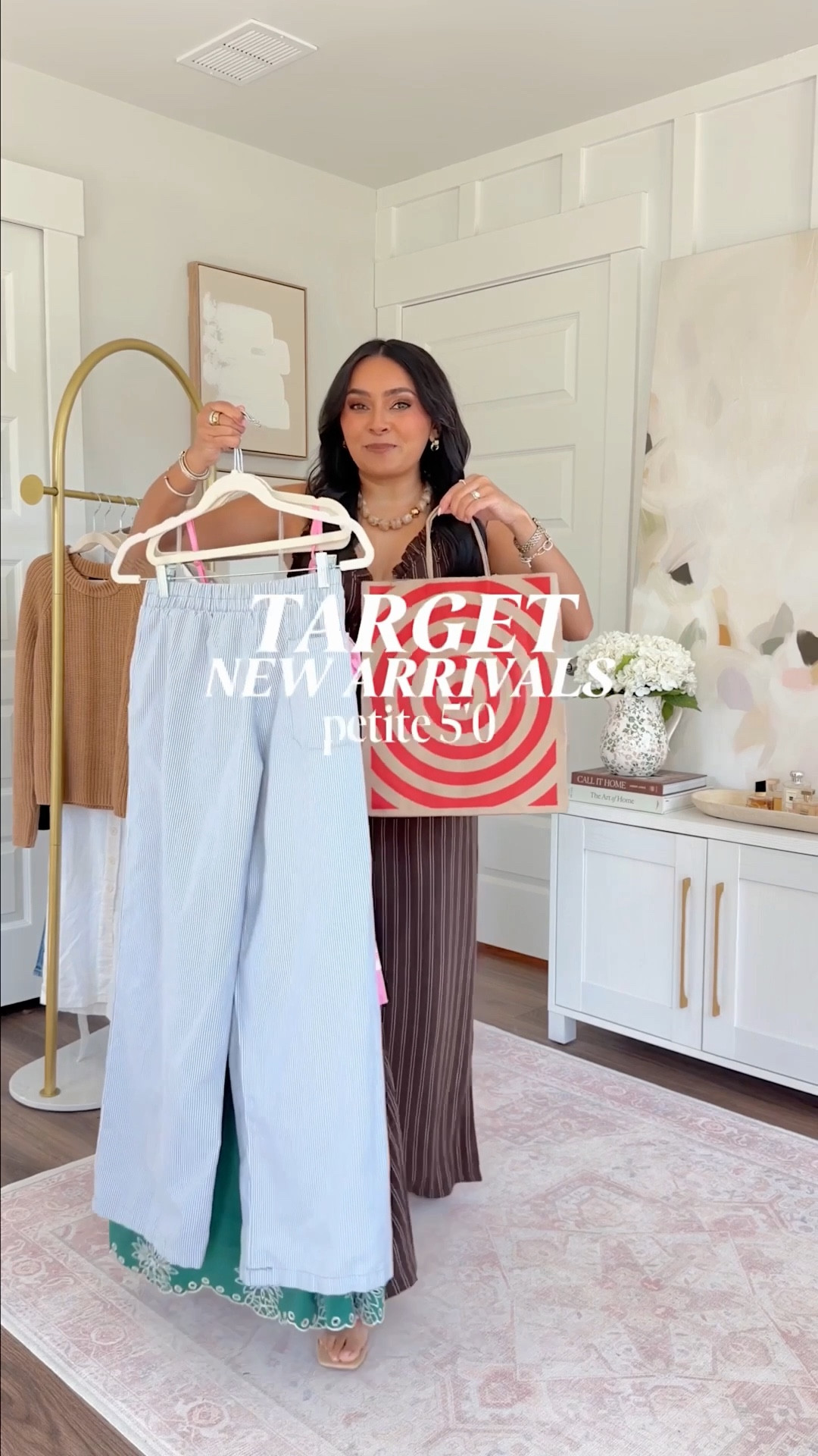 Target new arrivals! 
For reference: I’m 5’0, petite, 32b bra size, and 2/26 in bottoms, pear shaped. *Everything I share is unaltered! TTS means true to size. Between size 5–6.5 in shoes

Brown striped Linen pull on pants xs TTS
Brown striped  Linen tank xs TTS
Clear heels size 5 TTS

Pink Berry Red Linen pull on pants xs TTS
Pink Berry Red Linen tank xs TTS
Clear heels size 5 TTS

Pink dress xxs TTS 
Gold heels size 5 

White bubble hem tank xs TTS 
Navy crop jacket xs TTS 
Blue stripe pants size xs TTS
Clear heels size 5 TTS

Green dress size xs TTS
Clear heels size 5 TTS

Pink gingham dress xs TTS 
White cardigan xs TTS 
Sneakers size 6 TTS



petite styling tips
petite outfit ideas
Easter dress women
Vacation beach outfits 
Spring dresses
Spring outfits 2026

#LTKootd #LTKPetite #LTKgrwm

#LTKootd #LTKPetite #LTKgrwm