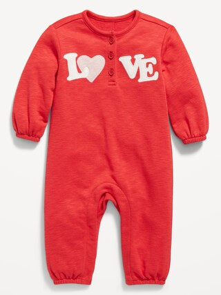 Unisex French Terry Henley One-Piece for Baby | Old Navy (US)