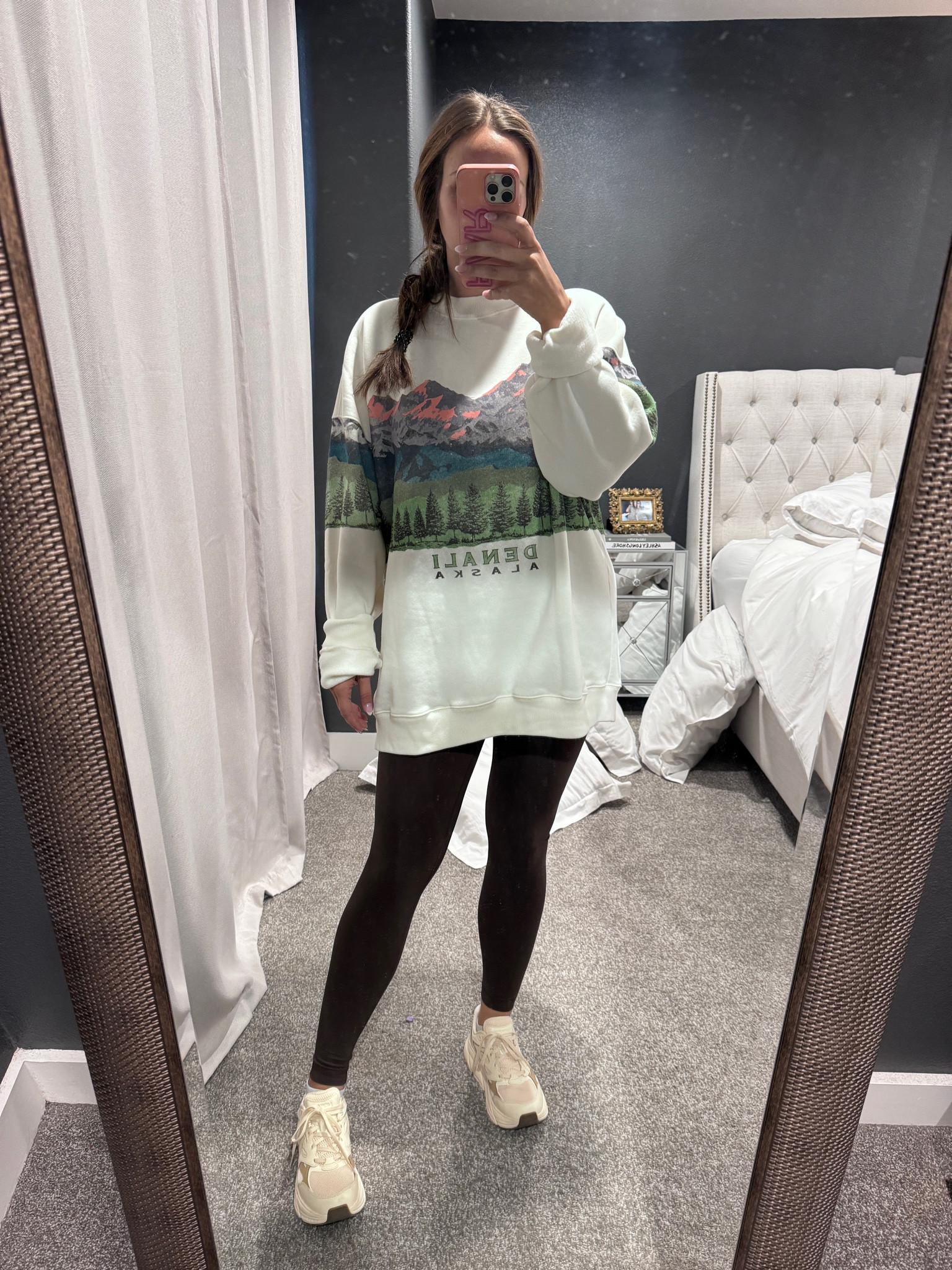 Alaska. Comfy look. Sweatshirt. Graphic shirt. Mountains. Cold weather. Cozy. Leggings. Hoka. Abercrombie. Lululemon. Errands  

#LTKMidsize #LTKFindsUnder100 #LTKFitness