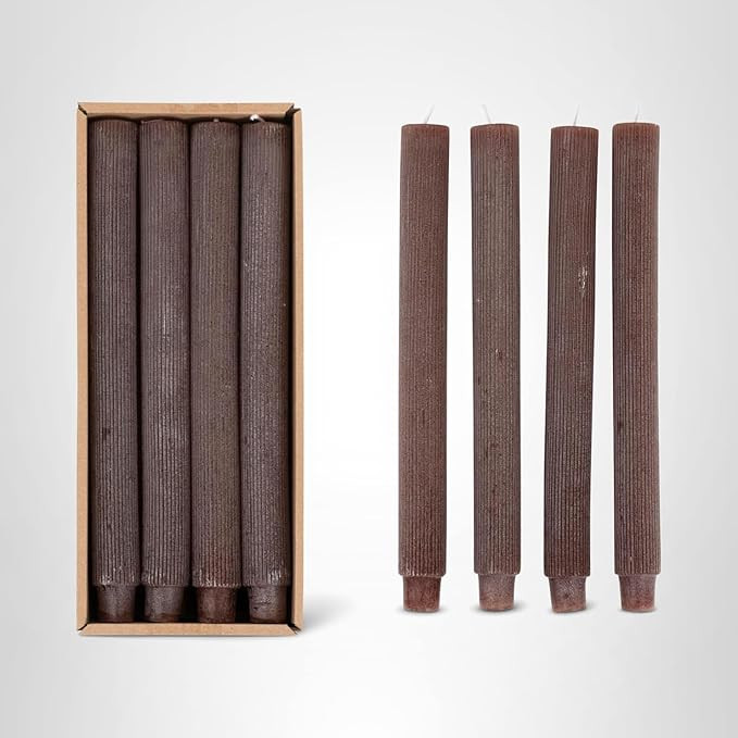Creative Co-Op Unscented Pleated Taper Candles in Box, Set of 12, Leather Color | Amazon (US)