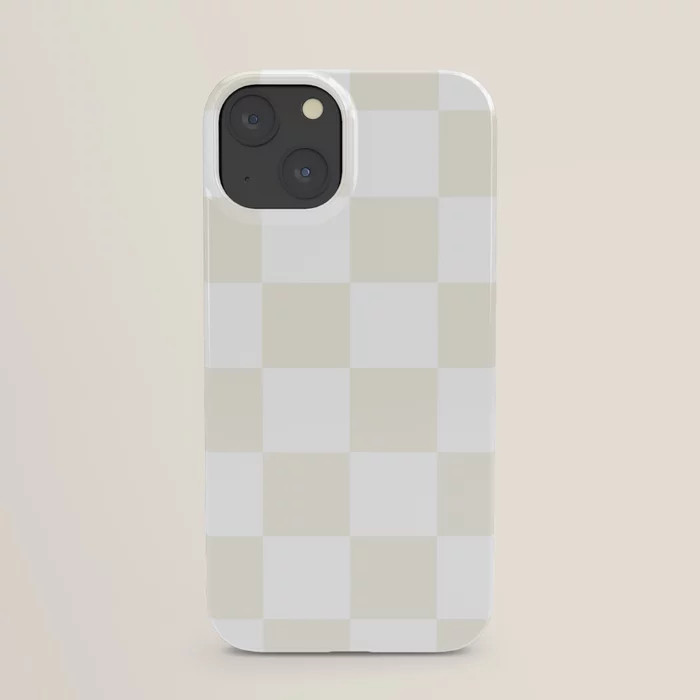 Checkered Pattern Light Beige and White Pattern iPhone Case | Society6