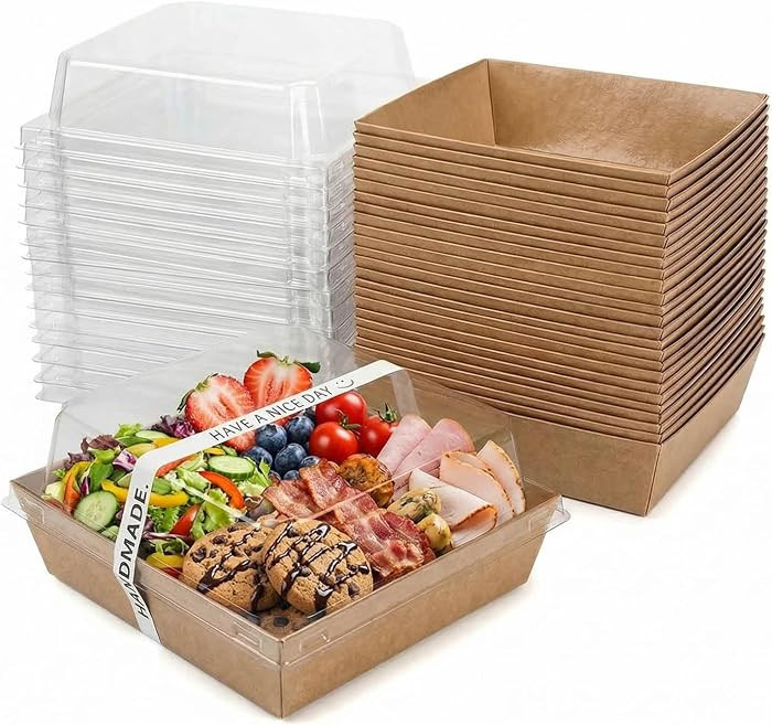 25-Pack Charcuterie Boxes with Clear Lids \u2013 Disposable Paper Mini Food Containers (5-Inch), ... | Amazon (US)