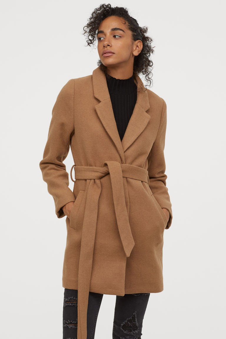 Mantel mit Bindegürtel | H&M (DE, AT, CH, NL, FI)