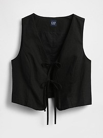 Linen-Blend Tie-Front Crop Vest | Gap (US)