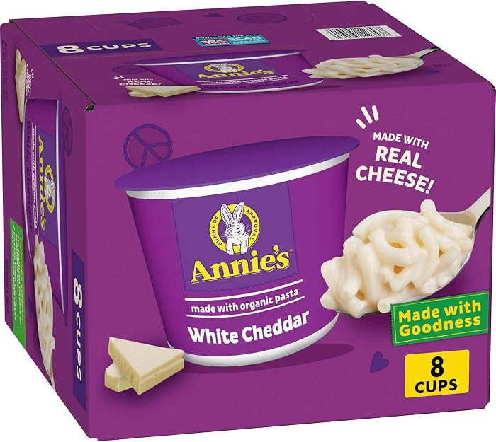 Annie's White Cheddar with Organic Pasta, Macaroni and Cheese Microwavable Cups, Made with Real C... | Amazon (US)
