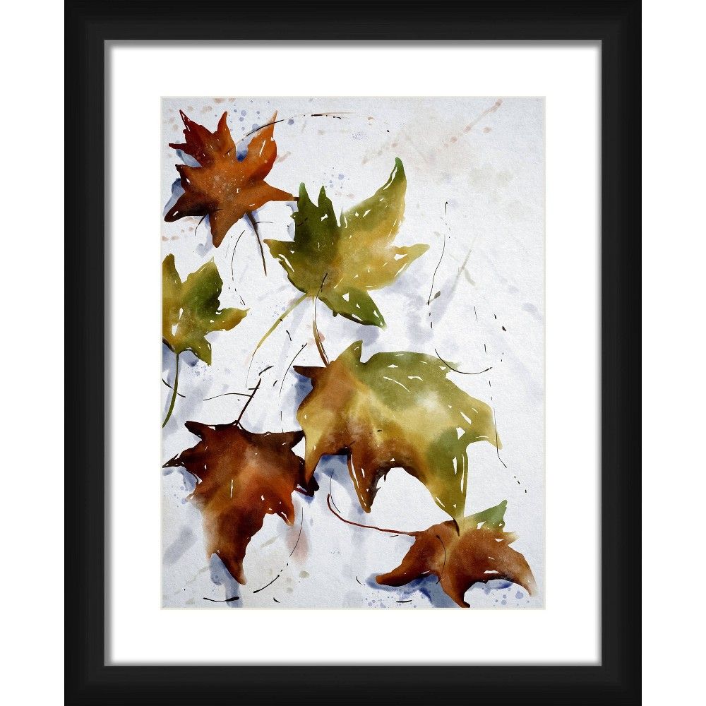 18"" x 22"" Matted to 2"" Fallen Leaves Picture Framed Black - PTM Images | Target