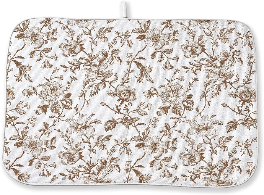 Vintage Brown Floral Dish Drying Mat 18x24 Inch | Amazon (US)