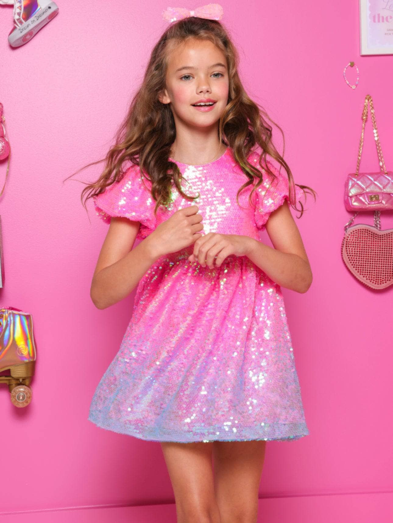 Bubble Gum Shimmer Sequin Dress | Lola + The Boys