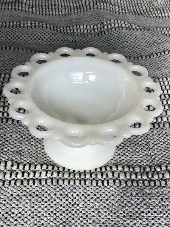 White Milk Glass Lace Edge Bowls set of Two | Etsy | Etsy (US)