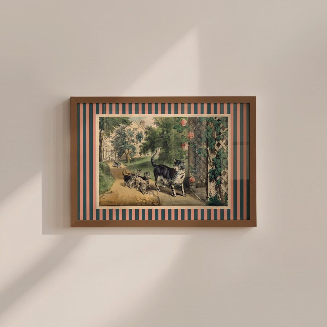 Vintage Kitten Wall Art, Antique Cat Painting Digital Prints, Cat Decor, Farmhouse Decor, Maximal... | Etsy (US)