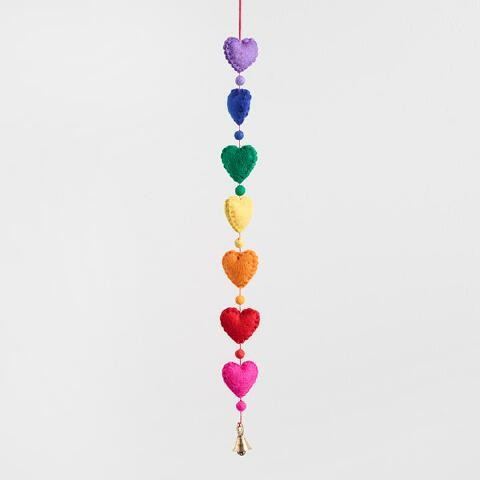 Multicolor Wool Heart Hanging Decor | World Market