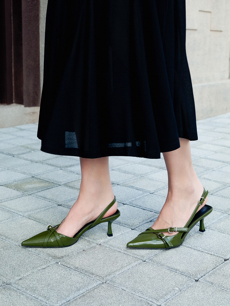 CHICVUE European And American Style Stiletto High Heels Women Shoes, Pointed Toe, Double Belt Buckle, Metal Studs Decoration, Rock Music Festival Punk Style, Narrow Heels Women Shoes | SHEIN