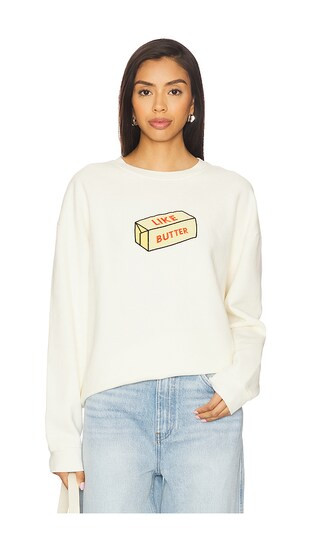 The Oversized Butter Sweatshirt in Cream | Revolve Clothing (Global)