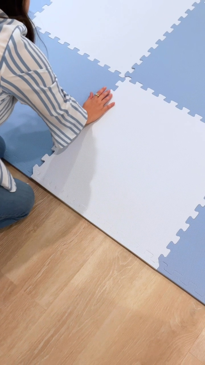 Absolutely love these blue and white mat tiles from Amazon - these are the sky blue and white 24 x 24 3/8” thick tiles. They’re so fabulous to walk on and very kid and pet friendly! 

Colors are sold individually so can create your own fun palette and patterns! 

#LTKHome #LTKVideo #LTKFamily