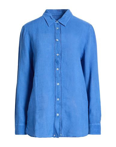 120% Lino Woman Shirt Blue Size 10 Linen | YOOX (US)